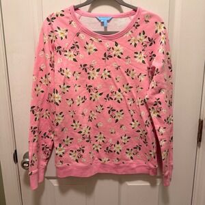 Draper James Magnolia Sweatshirt Light Pink Floral Crew Neck Pullover Medium